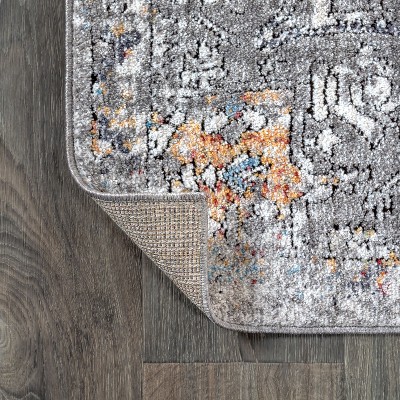 Izmir Vintage Medallion 4' x 6' Reversible Area Rug in Gray, Mustard, and Turquoise