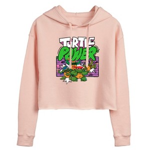 Women's - Teenage Mutant Ninja Turtles Mutant Mayhem - Turtle Power Cropped Graphic Hoodie - 1 of 2