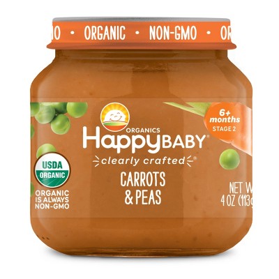 HappyBaby Clearly Crafted Carrots & Peas Baby Meals Jar - 4oz