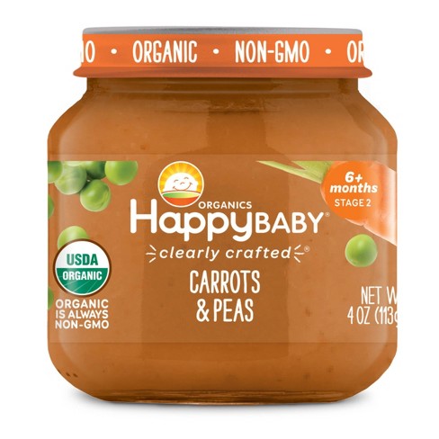 HappyBaby Clearly Crafted Carrots & Peas Baby Meals Jar - 4oz - image 1 of 3