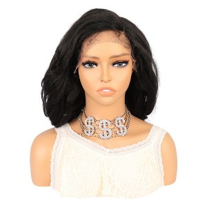 Unique Bargains Women Medium Long Natural Curly Lace Front Wigs with Wig Cap 14" 1PC - 1 of 4