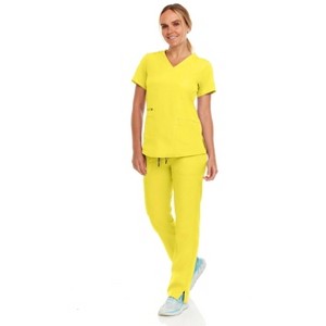 MediChic Women's V-Neck Scrub Set Straight Leg Six Pocket Cargo Scrub Pants with 4-Way Stretch Scrubs Sets - 1 of 4