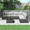 7-Piece Patio Furniture Set, Outdoor Sectional Sofa w/ Dining Table & Thick Cushions, All-Weather PE Wicker for Garden, Deck, Lawn - 2 of 4
