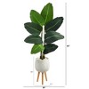 Nearly Natural 5-ft Travelers Palm Artificial Tree in White Planter with Stand - 2 of 4