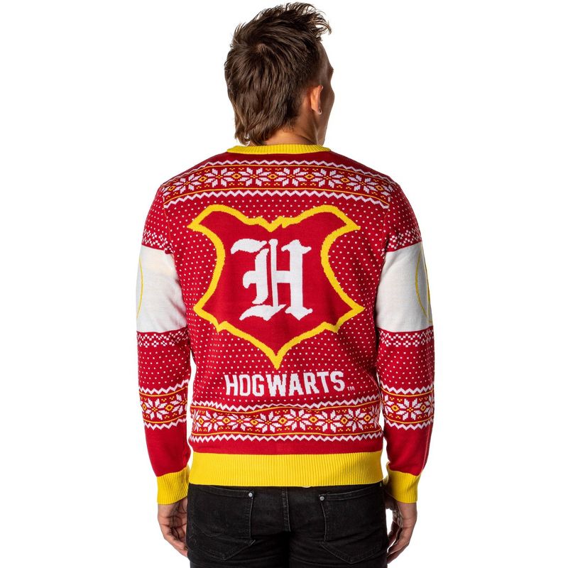 Harry Potter Men's Hogwarts Houses Ugly Christmas Sweater Cardigan, 2 of 6