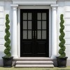 Zeus & Ruta 6FT Artificial Spiral Topiary Trees with Twisted Green Design for Garden, Porch, Patio Decor, 2pcs/Set - 3 of 4