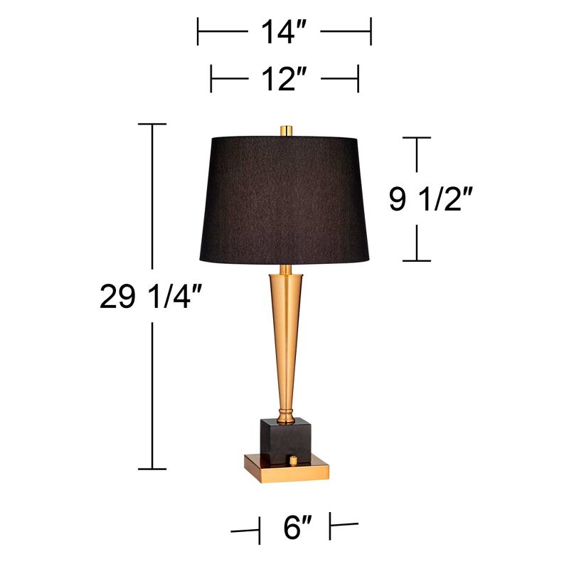 Possini Euro Design Wayne 29 1/4" Tall Modern Glam Luxury End Table Lamp USB Port Brass Finish Metal Black Marble Single Living Room Charging Bedroom, 4 of 10