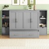 NicBex Queen Size Murphy Bed Wooden Bed Frame Morden Hideaway Wall Bed with Shelves, 2 Drawers and USB Ports for BedRoom - 4 of 4