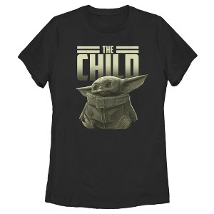 Women's Star Wars The Mandalorian The Child Text T-Shirt - 1 of 3