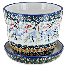 Blue Rose Polish Pottery D035 Manufaktura Medium Flower Pot - 1 of 1