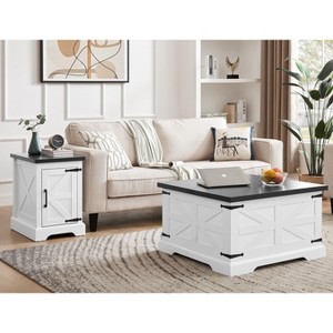 NicBex Side Table Farmhouse Wooden Nightstand with Barn Door and Adjustable Storage Shelf for Living Room, Bedroom - 1 of 4