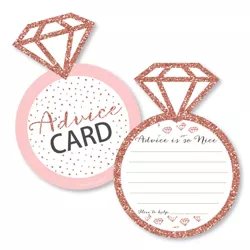 Big Dot of Happiness Bride Squad - Ring Wish Card Rose Gold Bridal Shower or Bachelorette Party Activities - Shaped Advice Cards Game - Set of 20