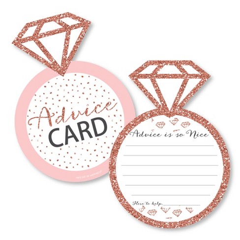Big Dot of Happiness Bride Squad - Ring Wish Card Rose Gold Bridal Shower or Bachelorette Party Activities - Shaped Advice Cards Game - Set of 20 - image 1 of 4
