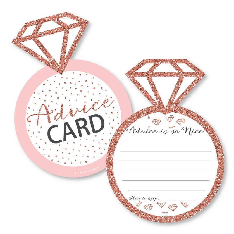 Big Dot of Happiness Bride Squad - Ring Wish Card Rose Gold Bridal Shower or Bachelorette Party Activities - Shaped Advice Cards Game - Set of 20, 1 of 6