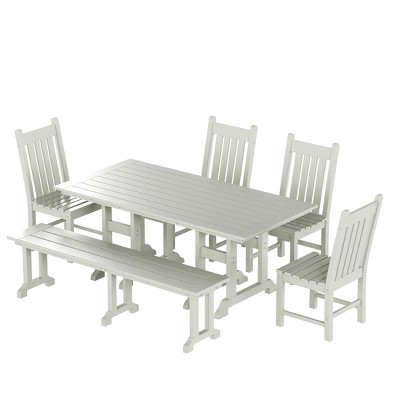 WestinTrends 6 Piece Outdoor Patio Dining Set Outdoor Table and Bench Chair Set