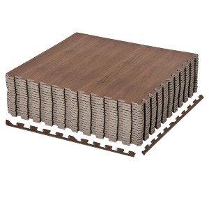 HOMCOM Wood Grain 1/2 Inch Thick, Interlocking EVA Foam Mats Tiles with Borders, Puzzle Exercise Mat for Home and Fitness, 24 in x 24 in, Pack of 18 - 1 of 4