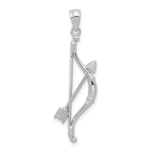 Black Bow Jewelry 14k White Gold Open Back Bow and Arrow Pendant, 11 x 36mm - 1 of 4