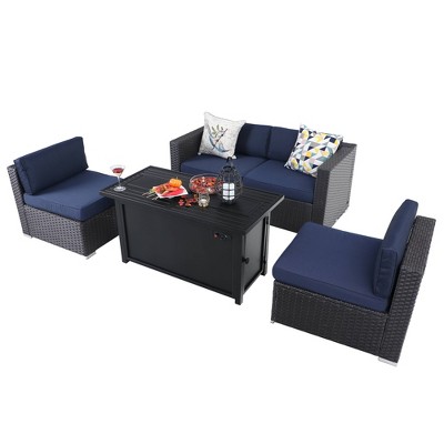 Patio Firepit Dining Sets, Patio Sectional Sofa With Fire Pit