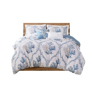 Gracie Mills Irvin Coastal 5-Piece Cotton Duvet Cover Set - 1 of 4