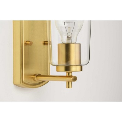 Adley Satin Brass Wall Light with Clear Glass Shade