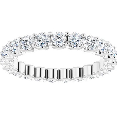 Pompeii3 1 1/2Ct Natural Diamond Certified Eternity Ring Wedding 14k White Gold Size 4 - Size 4