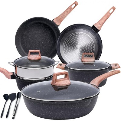 SKONYON 12pc Nonstick Ceramic Cookware Set Granite Coated Pots and Pans