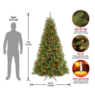 7-Foot Pre-Lit North Valley Spruce Christmas Tree with Multicolor Lights