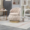 360 Degree Swivel Armchair Cuddle Chairs With Wide Upholstered,Barrel Armchair With Storage,Fluffy Velvet Fabric Chair-Cuddlewood - 3 of 4