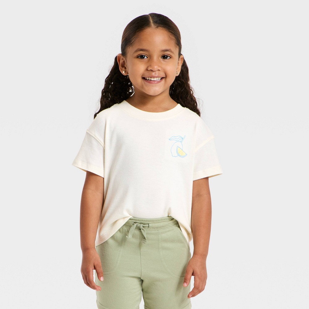Toddler Girls' Limone Oversized Graphic T-Shirt - Cat & Jack™ Beige 5T