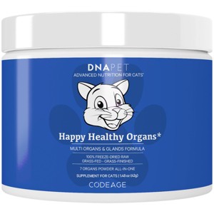 DNA PET Happy Healthy Organs & Glands Supplement for Cats, Multi Organ Powder Cat Vitamins -1.48oz - 1 of 4