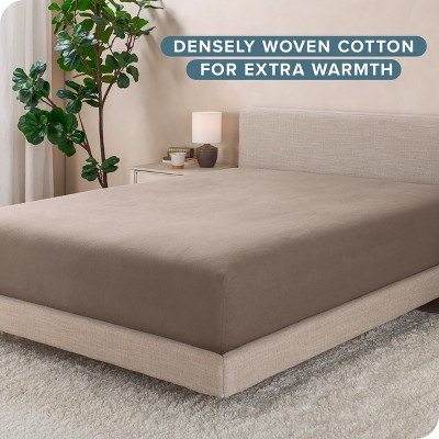 Twin Taupe Cotton Flannel Deep Pocket Fitted Sheet
