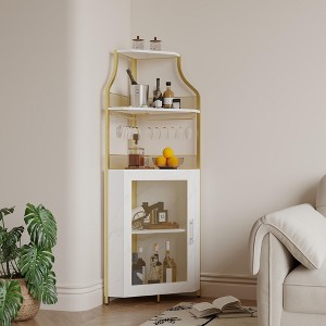 Corner Wine Cabinet, Metal Wine Holder Stand Holds 50+ Bottles & Glassware, Floor Wine Storage for Kitchen Dining Room Office Bar - 1 of 4