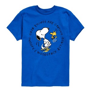 Boys' - Peanuts - Good Things Are Coming Circle Short Sleeve Graphic T-Shirt - 1 of 4