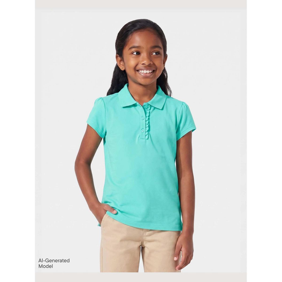 The Children's Place Girls Uniform Short Sleeve Ruffle Pique Polo