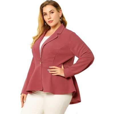 Agnes Orinda Women's Plus Size High-low Hem Workwear Formal Peplum Blazers Hot  Pink 1x : Target