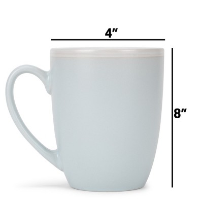 Pale Blue and White Ceramic 16oz Mug Set of 4