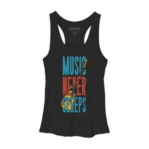 Women's Design By Humans music never sleeps By solon2020 Racerback Tank Top - 1 of 2