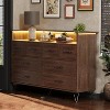 Dresser with 8 Drawers, Modern Wooden Storage Cabinet with LED Lights and Built-in Charging Station, Bedroom, Living Room, Entryway - 3 of 4