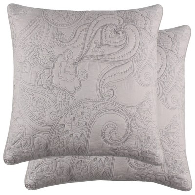 Perla Grey Paisley Quilted Euro Sham - 2pk - Levtex Home