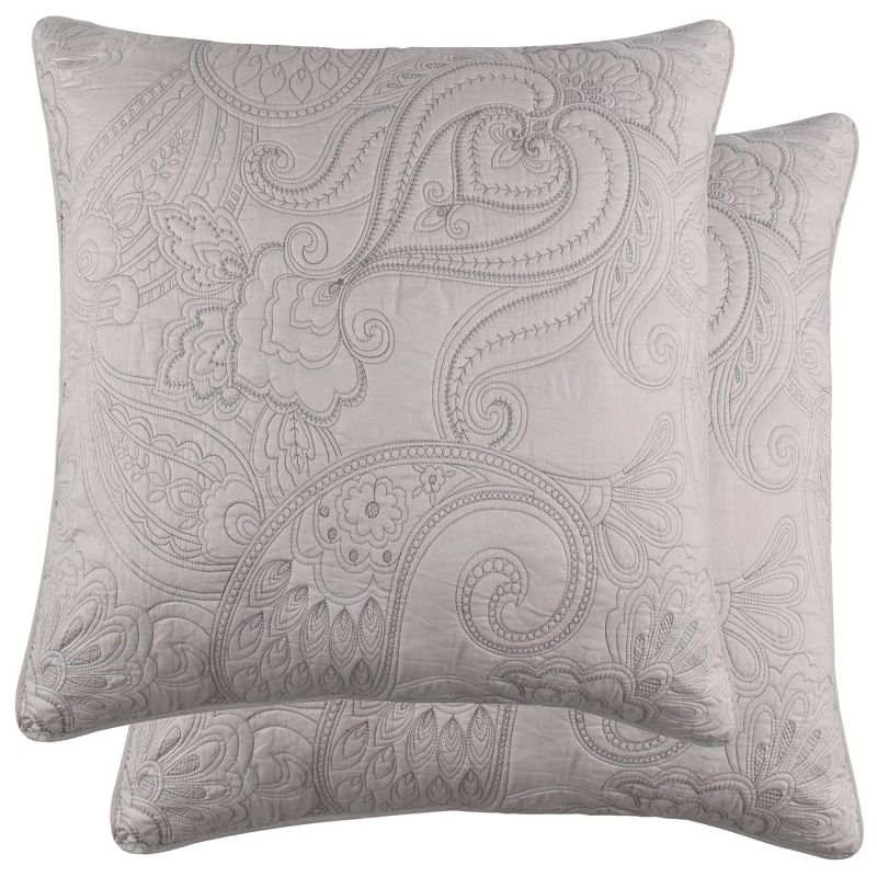 Perla Grey Paisley Quilted Euro Sham - 2pk - Levtex Home, 1 of 4