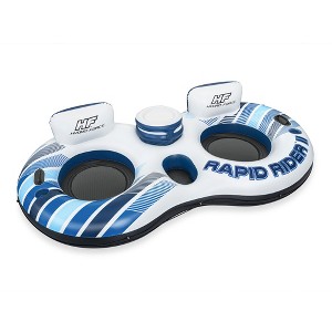 Bestway Hydro-Force Rapid Rider Inflatable Double Water River Tube Float for 2 People with Built-In Backrest, Handles, and Cupholders, Blue - 1 of 4