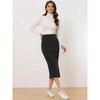 INSPIRE CHIC Women's High Waist Stretchy Rib Knit Slit Hem Pencil Bodycon Sweater Skirt - image 3 of 4