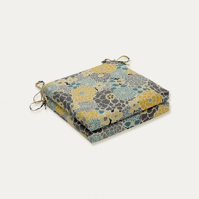 Lois Vapor Indoor/Outdoor Squared Corners Seat Cushion - Pillow Perfect: Fade-Resistant with Ties & Zipper Closure