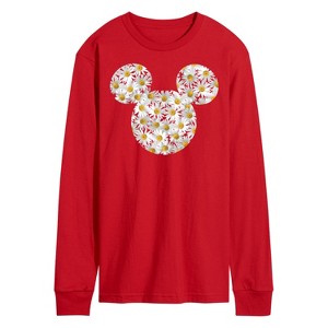 Men's - Disney - Mickey Head Daises Long Sleeve Graphic T-Shirt - 1 of 3