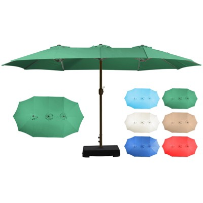 Aoodor 15 ft. Double Sided Patio Umbrella with Base Stand