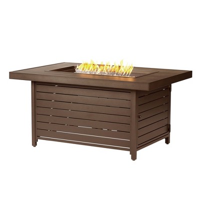 Oakland Living Aluminum Rectangle 48" x 36" 55000 BTUs Propane Solid Panel Design Outdoor Patio Dining Table