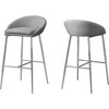 Monarch Specialties Bar Stool Set Of 2 Bar Height Metal Fabric Grey Chrome Contemporary Modern - 2 of 4