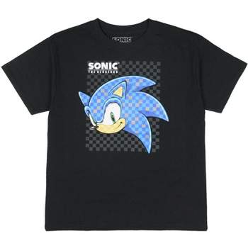 Sonic The Hedgehog Boys' Checkerboard Sonic Head Graphic Print T-Shirt