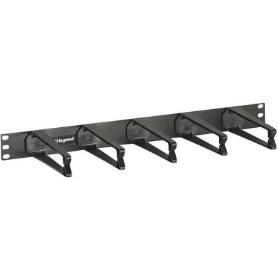 C2G 1U Horizontal Cable Management Panel with 5 High-Capacity D-Rings - Black - 1U Rack Height - Polycarbonate