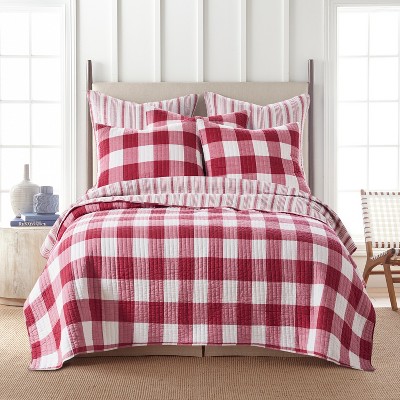 Camden Red and Cream Cotton Euro Sham Set